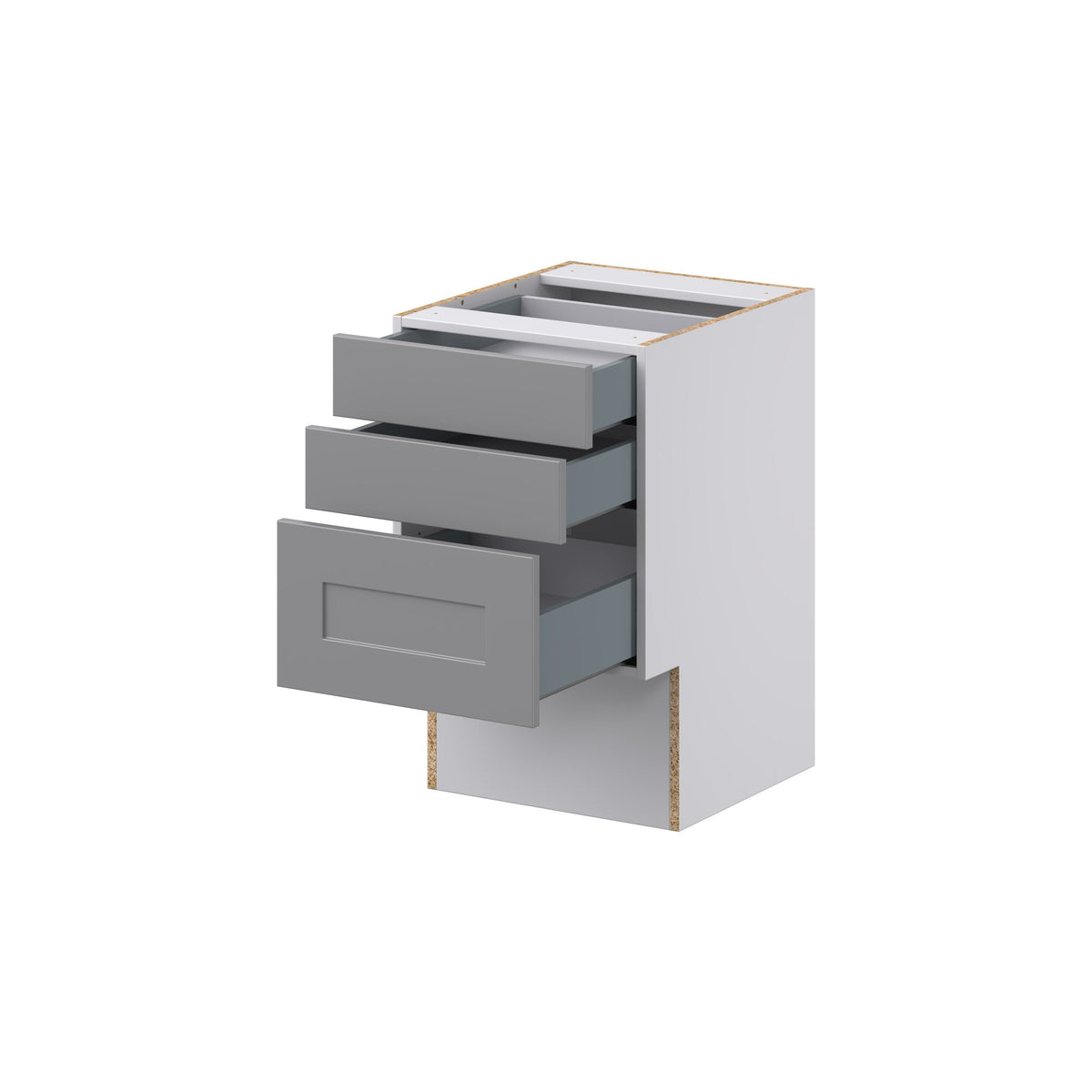 Hugo&Borg Beaumont 18-in W x 30-in H x 21-in D Slate Gray 3-Drawer Base Fully Assembled Cabinet (Recessed Panel Style)