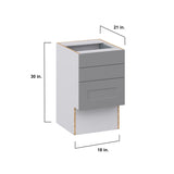 Hugo&Borg Beaumont 18-in W x 30-in H x 21-in D Slate Gray 3-Drawer Base Fully Assembled Cabinet (Recessed Panel Style)