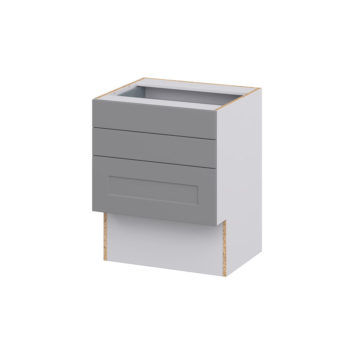 Hugo&Borg Beaumont 24-in W x 30-in H x 21-in D Slate Gray 3-Drawer Base Fully Assembled Cabinet (Recessed Panel Style)