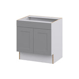 Hugo&Borg Beaumont 30-in W x 32.5-in H x 24-in D Slate Gray Sink Base Fully Assembled Cabinet (Recessed Panel Shaker Style)