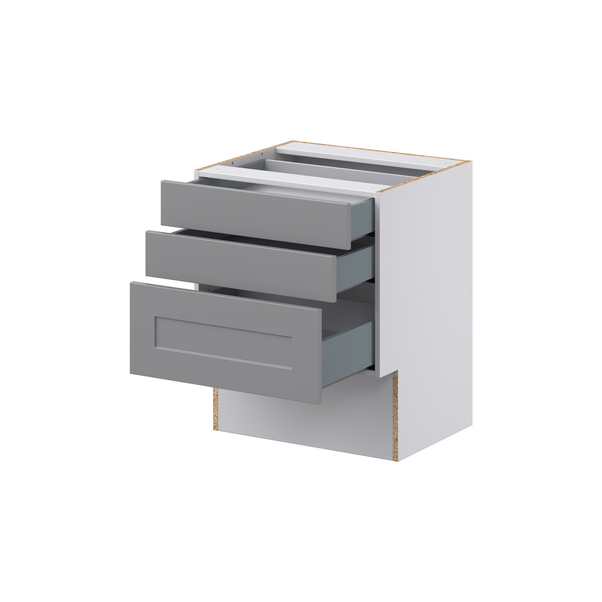 Hugo&Borg Beaumont 24-in W x 30-in H x 21-in D Slate Gray 3-Drawer Base Fully Assembled Cabinet (Recessed Panel Style)