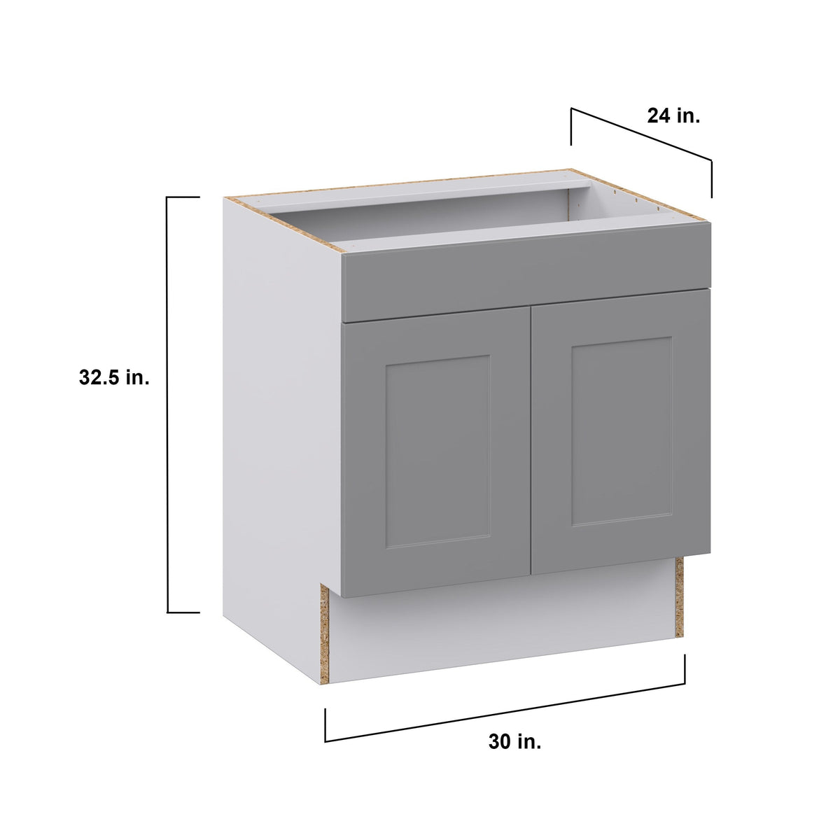 Hugo&Borg Beaumont 30-in W x 32.5-in H x 24-in D Slate Gray Sink Base Fully Assembled Cabinet (Recessed Panel Shaker Style)