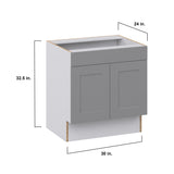 Hugo&Borg Beaumont 30-in W x 32.5-in H x 24-in D Slate Gray Sink Base Fully Assembled Cabinet (Recessed Panel Shaker Style)
