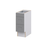 Hugo&Borg Beaumont 12-in W x 32.5-in H x 24-in D Slate Gray 3-Drawer Base Fully Assembled Cabinet (Recessed Panel Style)