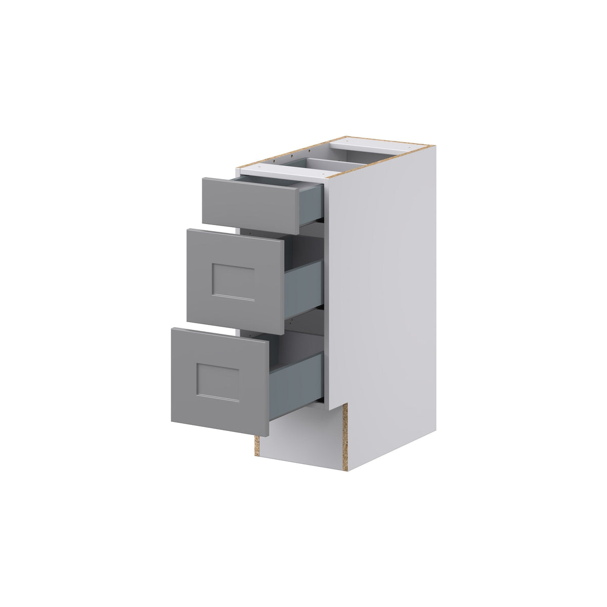 Hugo&Borg Beaumont 12-in W x 32.5-in H x 24-in D Slate Gray 3-Drawer Base Fully Assembled Cabinet (Recessed Panel Style)