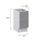 Hugo&Borg Beaumont 15-in W x 32.5-in H x 25-in D Slate Gray 3-Drawer Base Fully Assembled Cabinet (Recessed Panel Style)