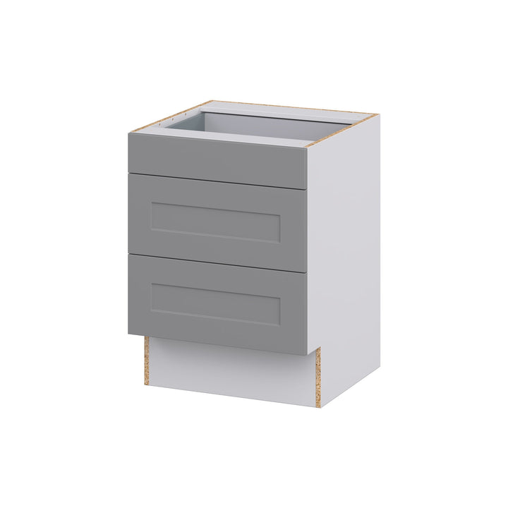 Hugo&Borg Beaumont 24-in W x 32.5-in H x 24-in D Slate Gray 3-Drawer Base Fully Assembled Cabinet (Recessed Panel Style)