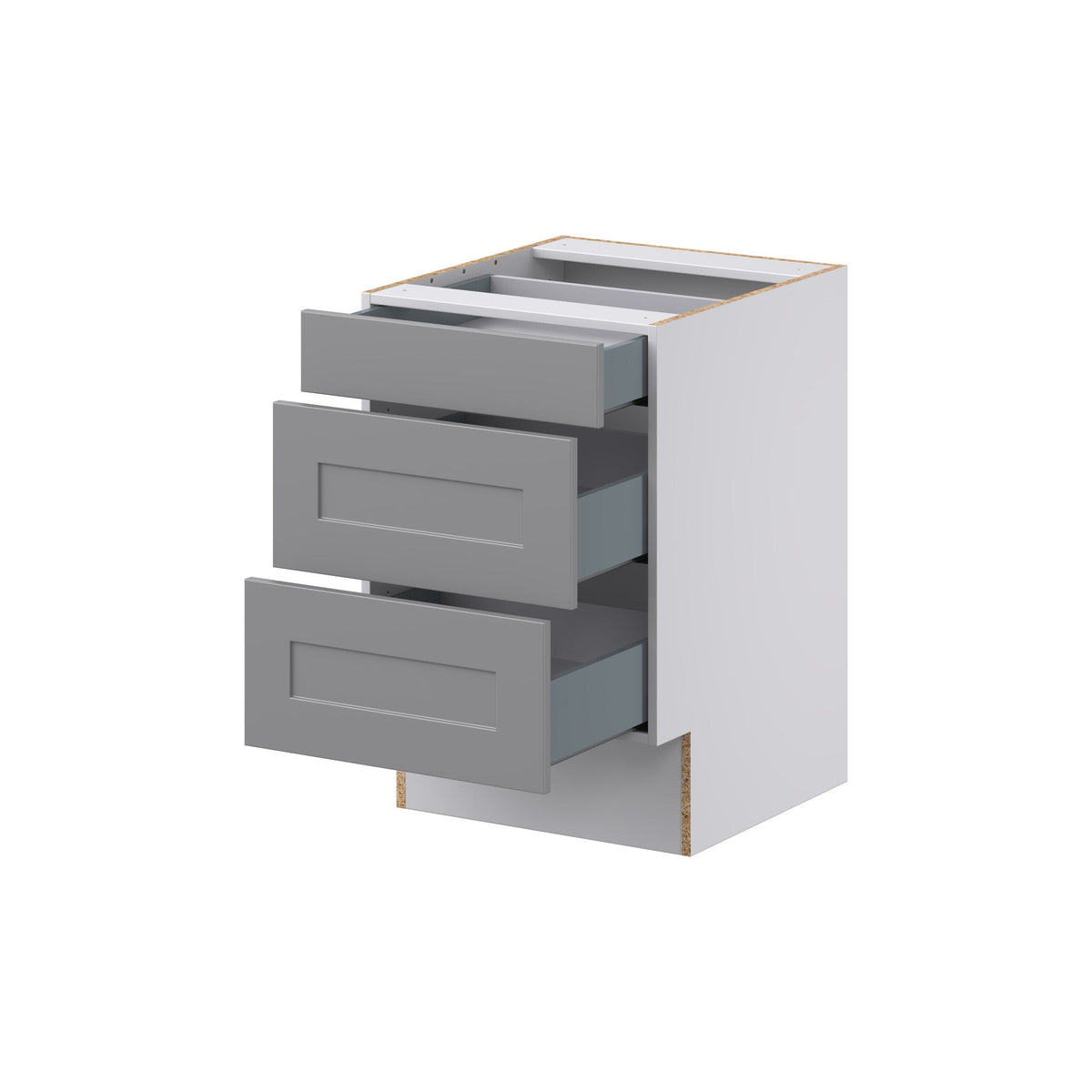 Hugo&Borg 21-in W x 32.5-in H x 24-in D Slate Gray 3-Drawer Base Fully Assembled Cabinet (Recessed Panel Style)