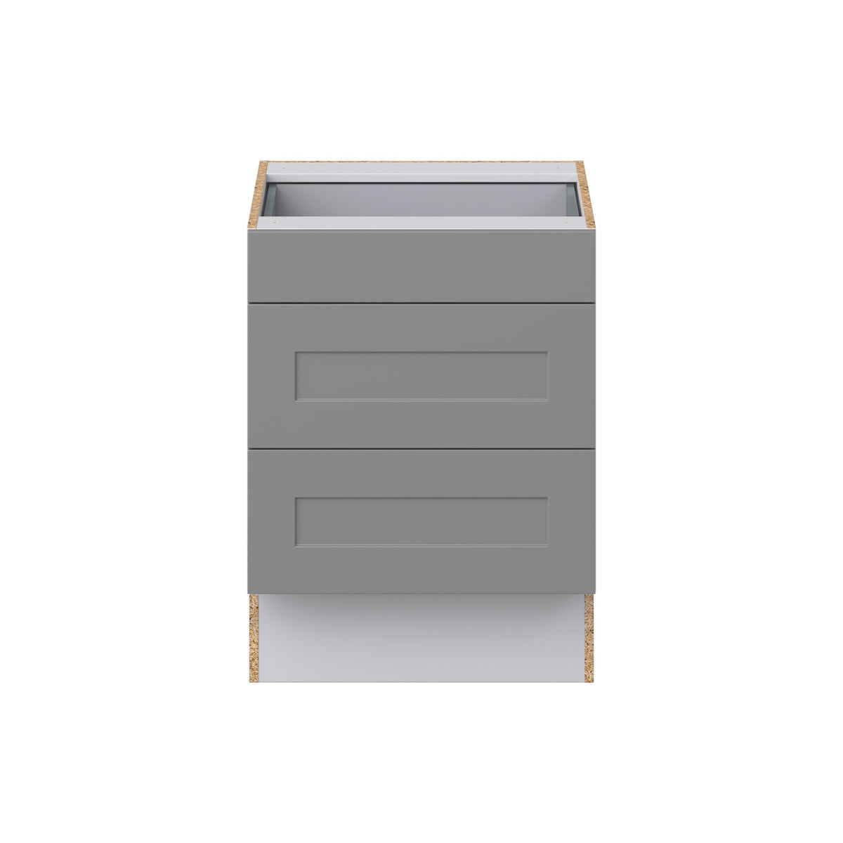 Hugo&Borg Beaumont 24-in W x 32.5-in H x 24-in D Slate Gray 3-Drawer Base Fully Assembled Cabinet (Recessed Panel Style)