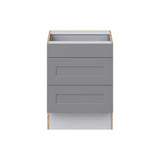 Hugo&Borg Beaumont 24-in W x 32.5-in H x 24-in D Slate Gray 3-Drawer Base Fully Assembled Cabinet (Recessed Panel Style)