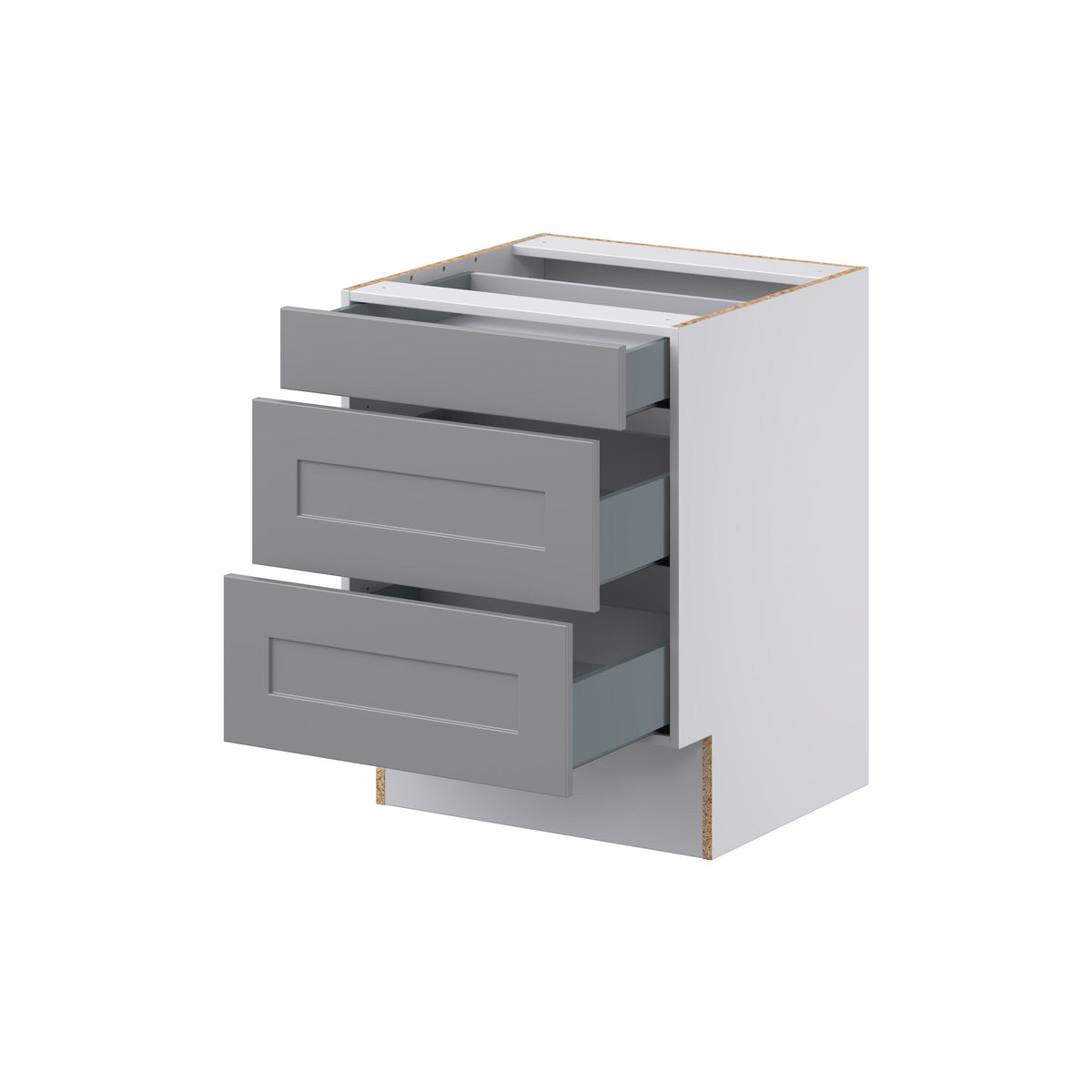 Hugo&Borg Beaumont 24-in W x 32.5-in H x 24-in D Slate Gray 3-Drawer Base Fully Assembled Cabinet (Recessed Panel Style)