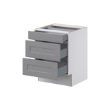 Hugo&Borg Beaumont 24-in W x 32.5-in H x 24-in D Slate Gray 3-Drawer Base Fully Assembled Cabinet (Recessed Panel Style)