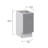 Hugo&Borg Beaumont 15-in W x 34.5-in H x 25-in D Slate Gray 1-Drawer Base Fully Assembled Cabinet (Recessed Panel Shaker Style)