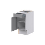 Hugo&Borg Beaumont 15-in W x 34.5-in H x 25-in D Slate Gray 1-Drawer Base Fully Assembled Cabinet (Recessed Panel Shaker Style)