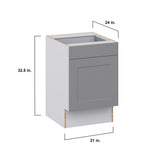Hugo&Borg Beaumont 21-in W x 34.5-in H x 24-in D Slate Gray 1-Drawer Base Fully Assembled Cabinet (Recessed Panel Shaker Style)