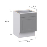 Hugo&Borg Beaumont 24-in W x 34.5-in H x 25-in D Slate Gray 1-Drawer Base Fully Assembled Cabinet (Recessed Panel Shaker Style)