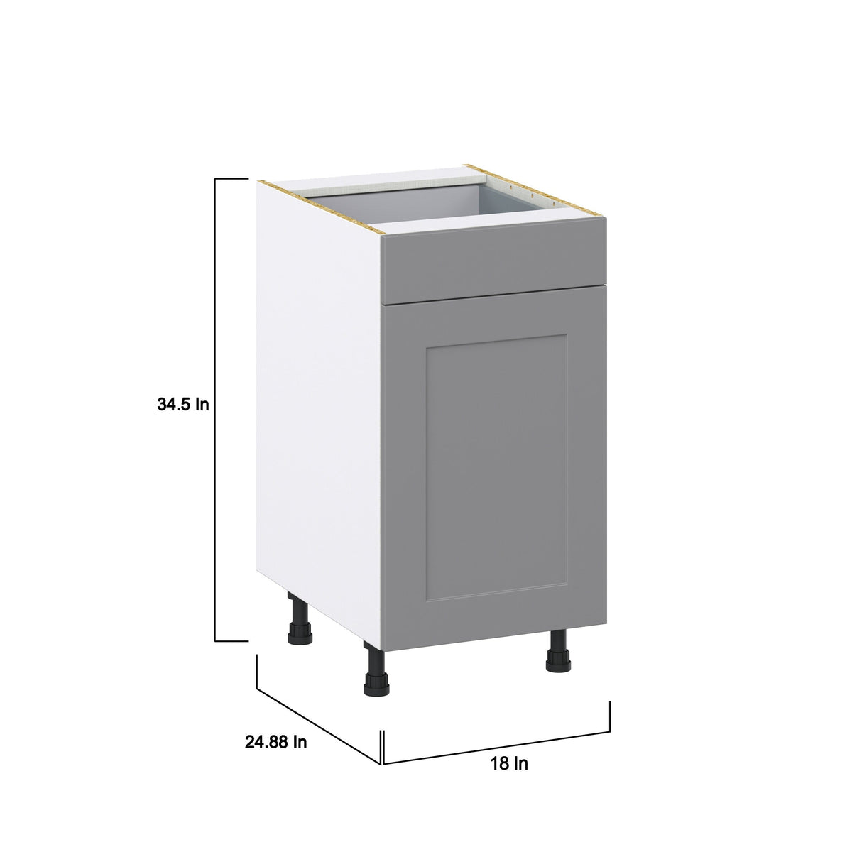 Hugo&Borg Beaumont 18-in W x 34.5-in H x 24-in D Slate Gray 1-Drawer Pull-out Cabinet Base Fully Assembled Cabinet (Recessed Panel Style)