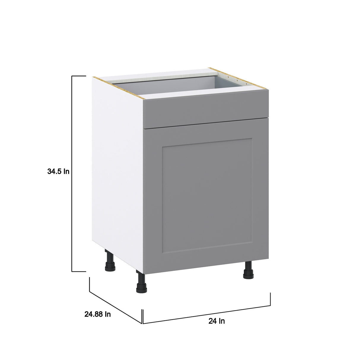 Hugo&Borg Beaumont 24-in W x 34.5-in H x 25-in D Slate Gray 1-Drawer Pull-out Cabinet Base Fully Assembled Cabinet (Recessed Panel Style)