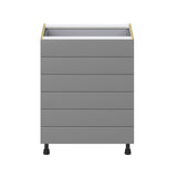 Hugo&Borg Beaumont 27-in W x 34.5-in H x 24-in D Slate Gray 6-Drawer Base Fully Assembled Cabinet (Recessed Panel Style)