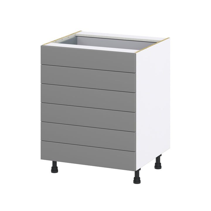 Hugo&Borg Beaumont 27-in W x 34.5-in H x 24-in D Slate Gray 6-Drawer Base Fully Assembled Cabinet (Recessed Panel Style)