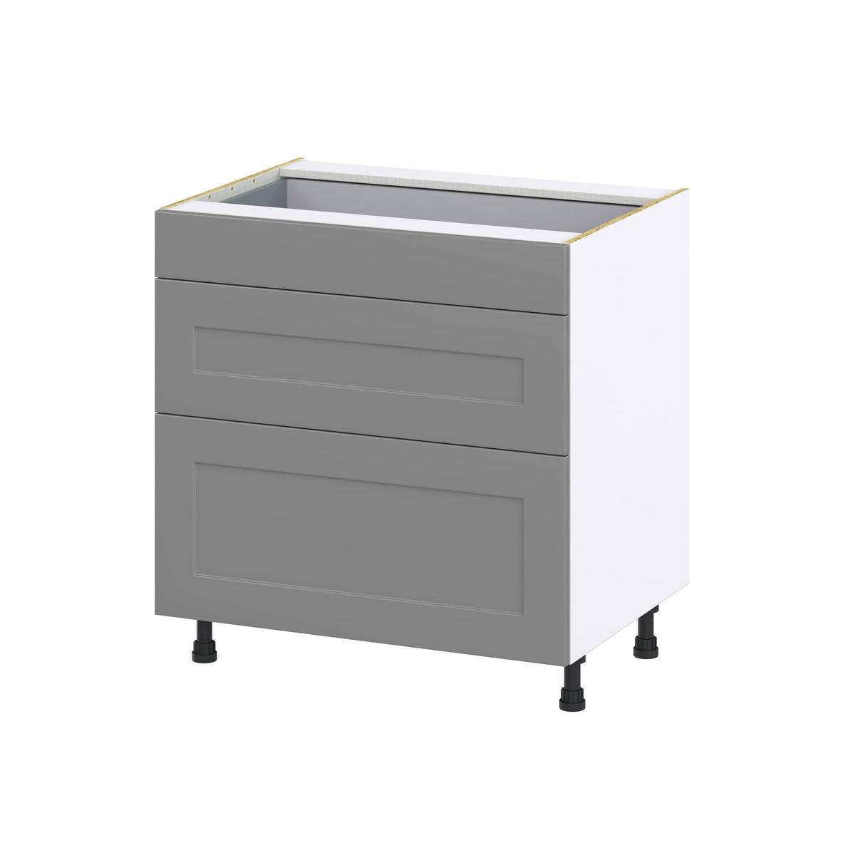 Hugo&Borg Beaumont 33-in W x 34.5-in H x 24-in D Slate Gray 3-Drawer Base Fully Assembled Cabinet (Recessed Panel Style)