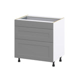 Hugo&Borg Beaumont 33-in W x 34.5-in H x 24-in D Slate Gray 3-Drawer Base Fully Assembled Cabinet (Recessed Panel Style)
