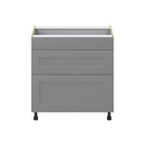 Hugo&Borg Beaumont 33-in W x 34.5-in H x 24-in D Slate Gray 3-Drawer Base Fully Assembled Cabinet (Recessed Panel Style)
