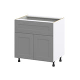 Hugo&Borg Beaumont 33-in W x 34.5-in H x 25-in D Slate Gray 1-Drawer Base Fully Assembled Cabinet (Recessed Panel Shaker Style)