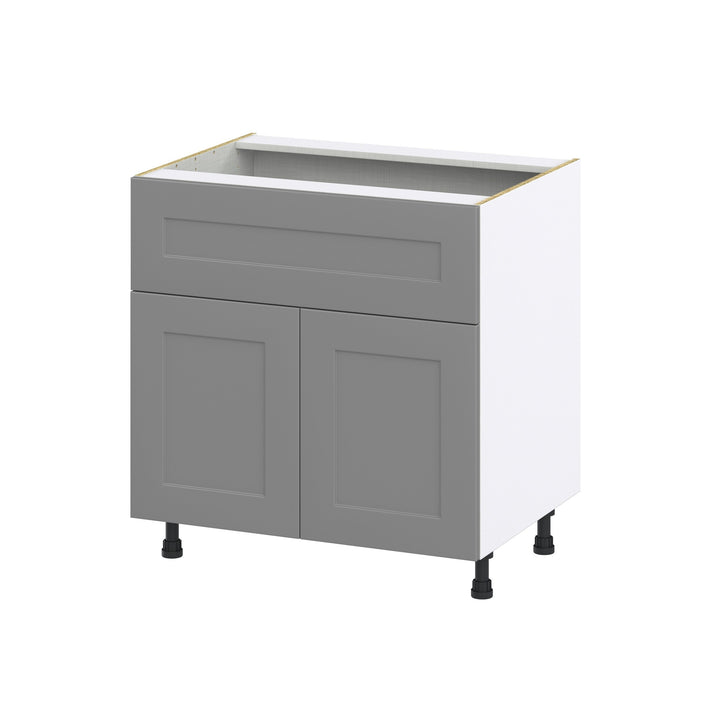Hugo&Borg Beaumont 33-in W x 34.5-in H x 25-in D Slate Gray 1-Drawer Base Fully Assembled Cabinet (Recessed Panel Shaker Style)