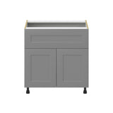 Hugo&Borg Beaumont 33-in W x 34.5-in H x 25-in D Slate Gray 1-Drawer Base Fully Assembled Cabinet (Recessed Panel Shaker Style)