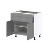 Hugo&Borg Beaumont 33-in W x 34.5-in H x 25-in D Slate Gray 1-Drawer Base Fully Assembled Cabinet (Recessed Panel Shaker Style)