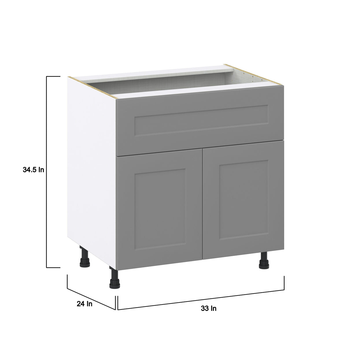 Hugo&Borg Beaumont 33-in W x 34.5-in H x 25-in D Slate Gray 1-Drawer Base Fully Assembled Cabinet (Recessed Panel Shaker Style)