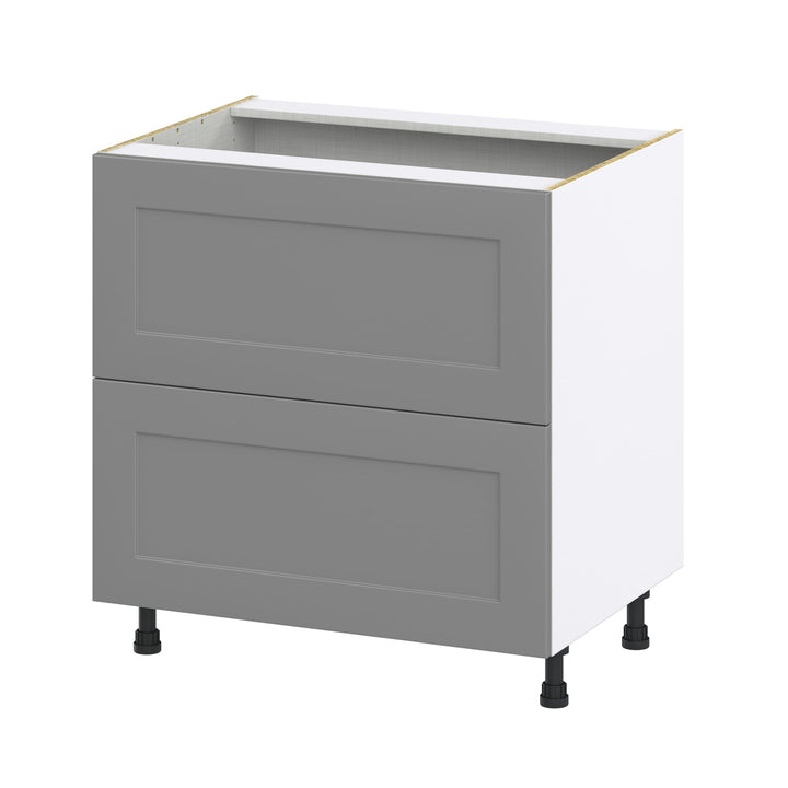 Hugo&Borg Beaumont 33-in W x 34.5-in H x 24-in D Slate Gray 2-Drawer Base Fully Assembled Cabinet (Recessed Panel Style)