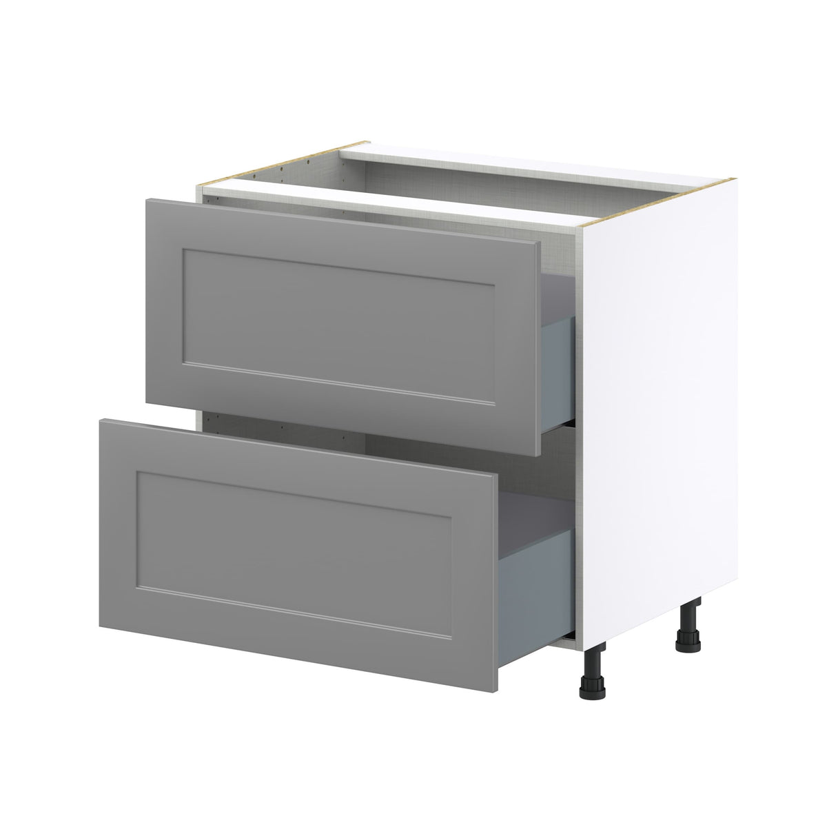 Hugo&Borg Beaumont 33-in W x 34.5-in H x 24-in D Slate Gray 2-Drawer Base Fully Assembled Cabinet (Recessed Panel Style)