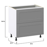 Hugo&Borg Beaumont 33-in W x 34.5-in H x 24-in D Slate Gray 2-Drawer Base Fully Assembled Cabinet (Recessed Panel Style)