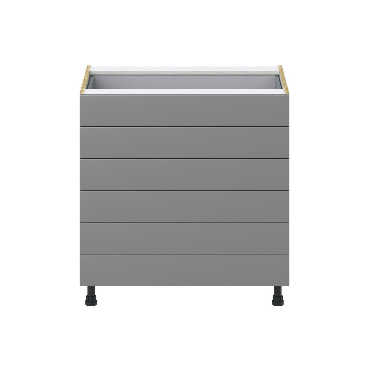 Hugo&Borg Beaumont 33-in W x 34.5-in H x 24-in D Slate Gray 6-Drawer Base Fully Assembled Cabinet (Recessed Panel Style)