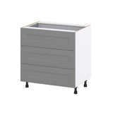 Hugo&Borg 33-in W x 34.5-in H x 24-in D Slate Gray 4-Drawer Base Fully Assembled Cabinet (Recessed Panel Style)