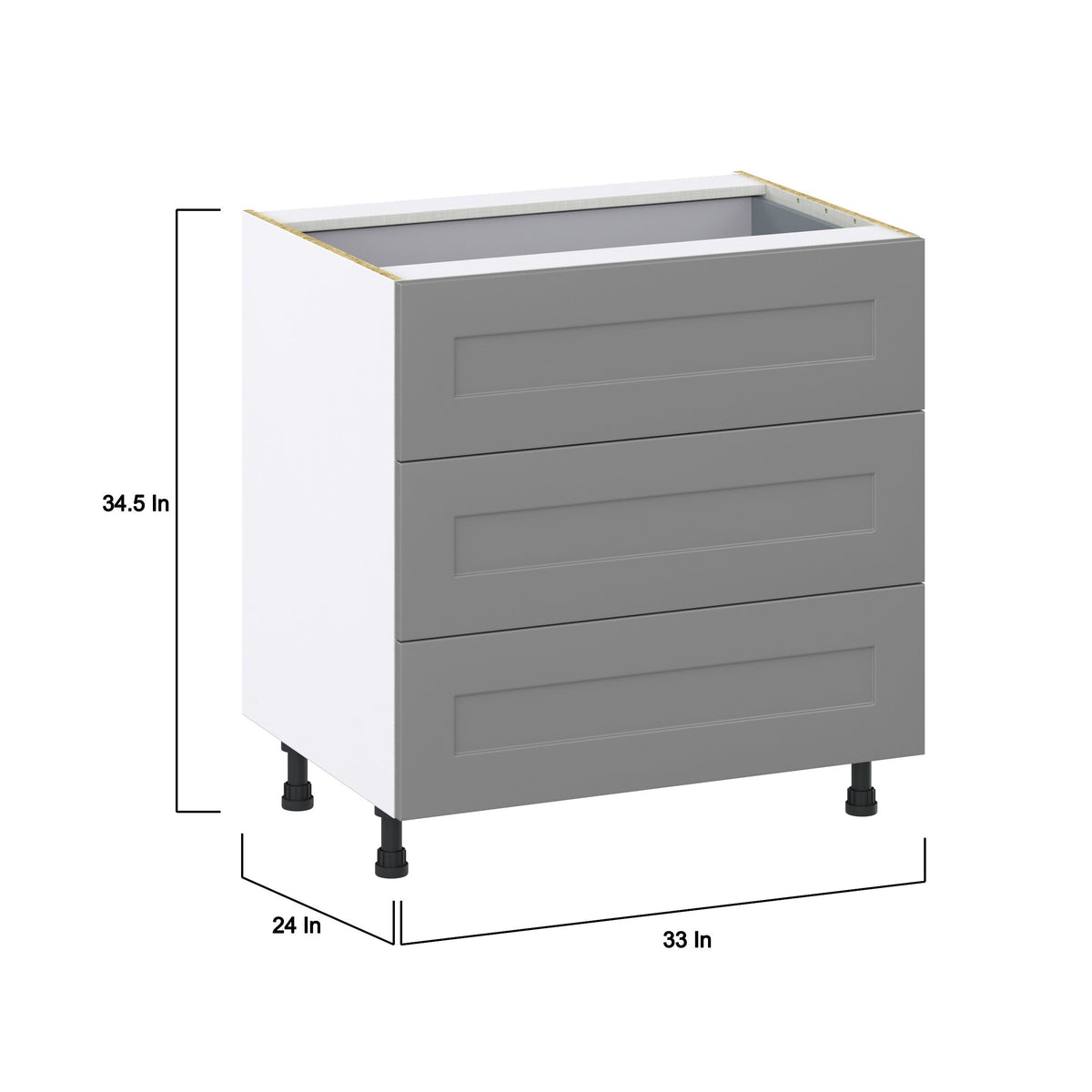 Hugo&Borg 33-in W x 34.5-in H x 24-in D Slate Gray 4-Drawer Base Fully Assembled Cabinet (Recessed Panel Style)