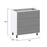 Hugo&Borg 33-in W x 34.5-in H x 24-in D Slate Gray 4-Drawer Base Fully Assembled Cabinet (Recessed Panel Style)