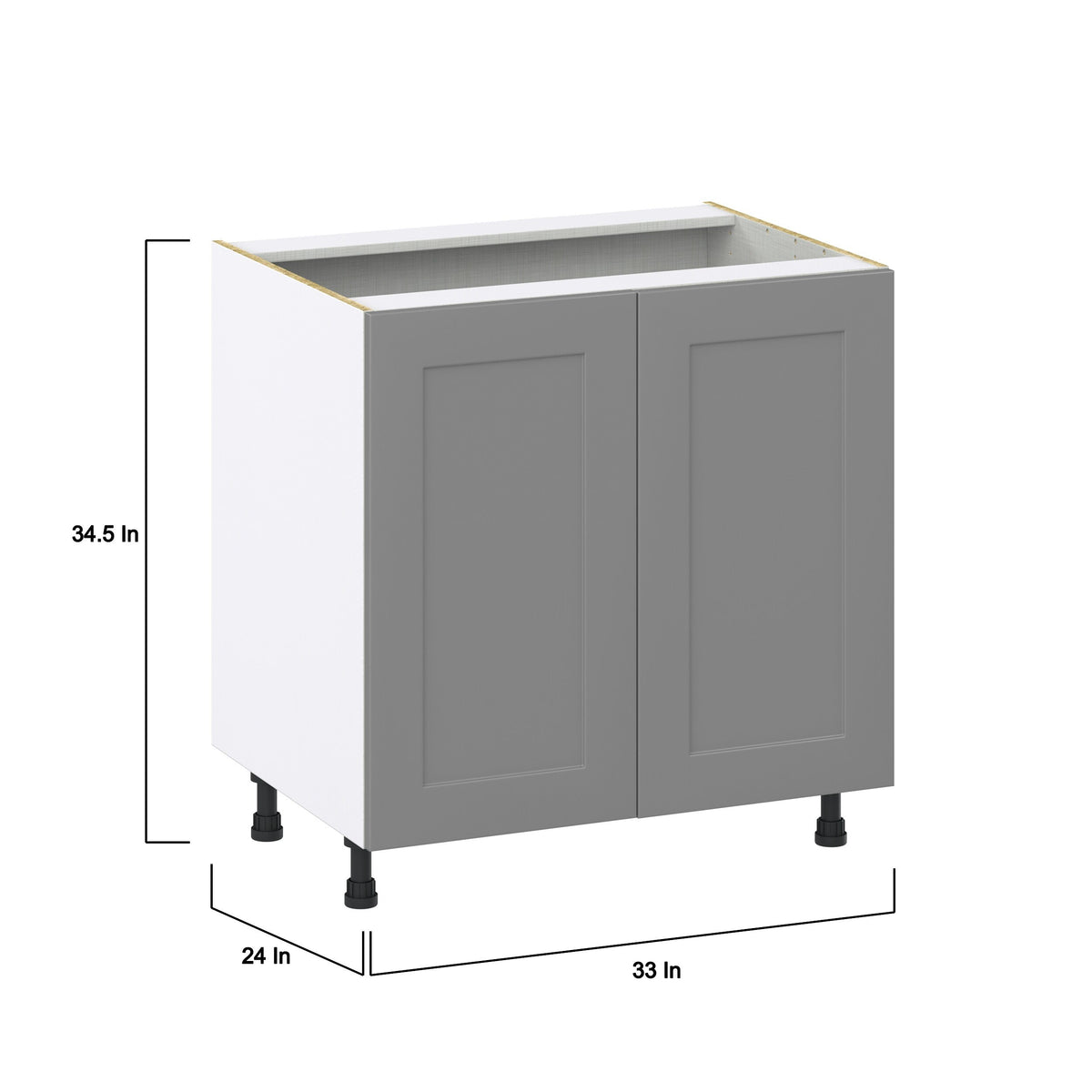 Hugo&Borg 33-in W x 34.5-in H x 24-in D Slate Gray Sink Base Fully Assembled Cabinet (Recessed Panel Shaker Style)