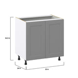 Hugo&Borg 33-in W x 34.5-in H x 24-in D Slate Gray Sink Base Fully Assembled Cabinet (Recessed Panel Shaker Style)