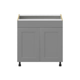 Hugo&Borg Beaumont 33-in W x 34.5-in H x 24-in D Slate Gray Sink Base Fully Assembled Cabinet (Recessed Panel Shaker Style)
