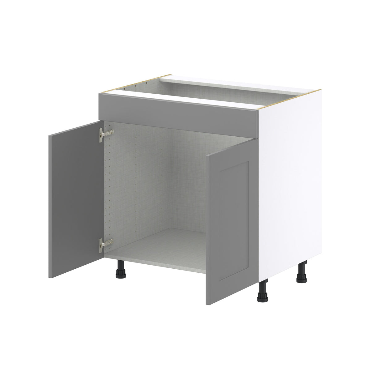 Hugo&Borg Beaumont 33-in W x 34.5-in H x 24-in D Slate Gray Sink Base Fully Assembled Cabinet (Recessed Panel Shaker Style)