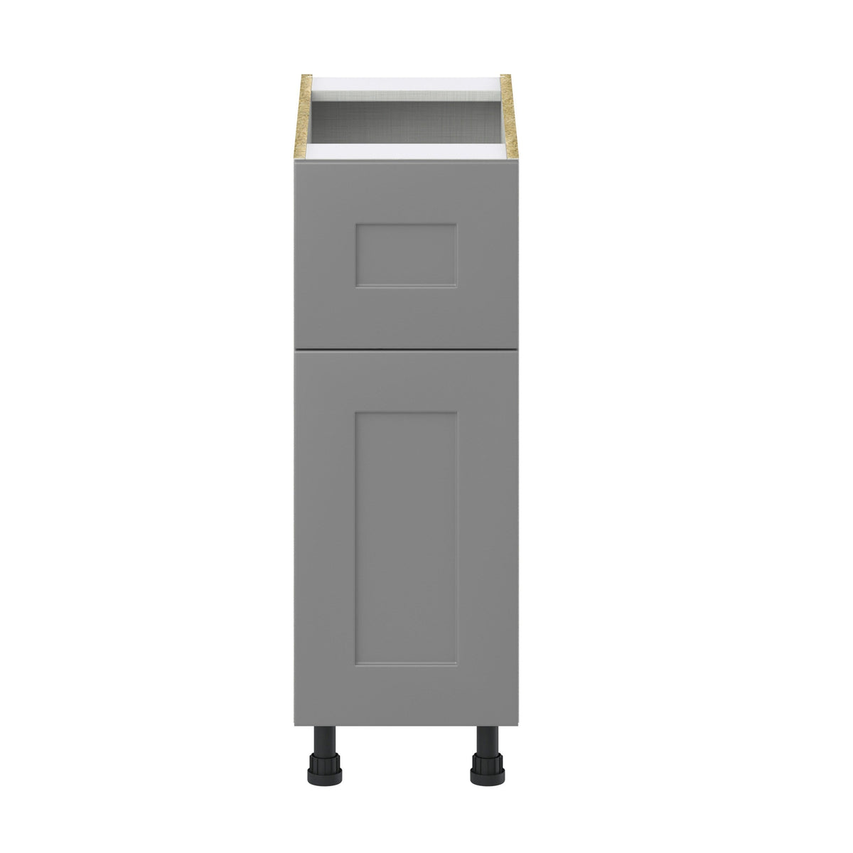 Hugo&Borg Beaumont 12-in W x 34.5-in H x 25-in D Slate Gray 1-Drawer Base Fully Assembled Cabinet (Recessed Panel Shaker Style)