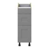 Hugo&Borg Beaumont 12-in W x 34.5-in H x 24-in D Slate Gray 3-Drawer Base Fully Assembled Cabinet (Recessed Panel Style)