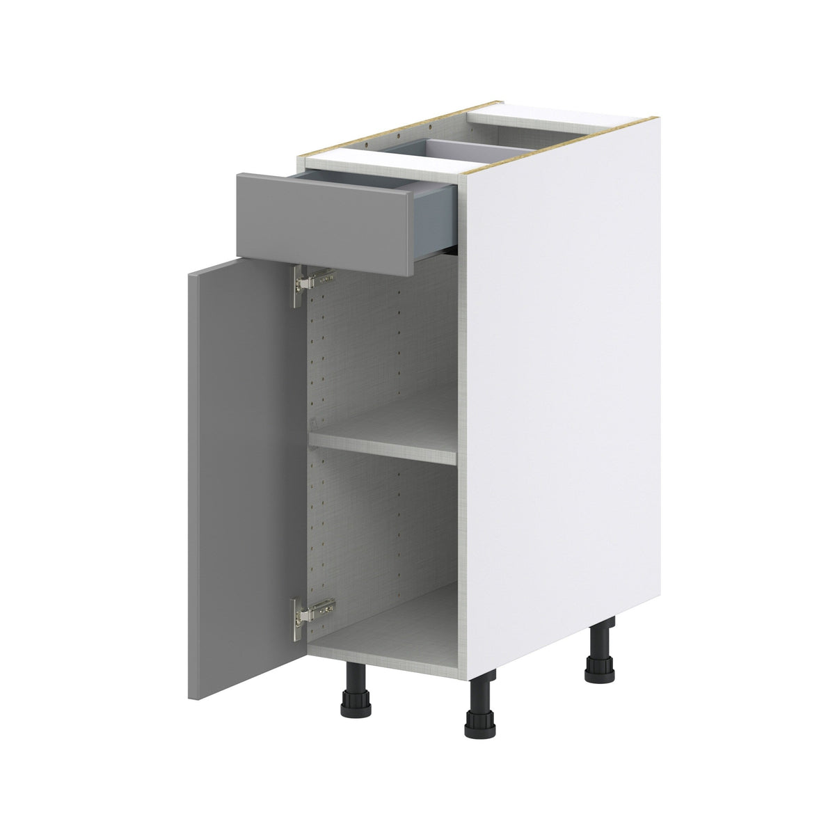 Hugo&Borg Beaumont 12-in W x 34.5-in H x 24-in D Slate Gray 1-Drawer Base Fully Assembled Cabinet (Recessed Panel Shaker Style)
