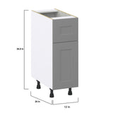 Hugo&Borg Beaumont 12-in W x 34.5-in H x 25-in D Slate Gray 1-Drawer Base Fully Assembled Cabinet (Recessed Panel Shaker Style)