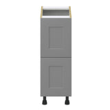 Hugo&Borg Beaumont 12-in W x 34.5-in H x 24-in D Slate Gray 2-Drawer Base Fully Assembled Cabinet (Recessed Panel Style)