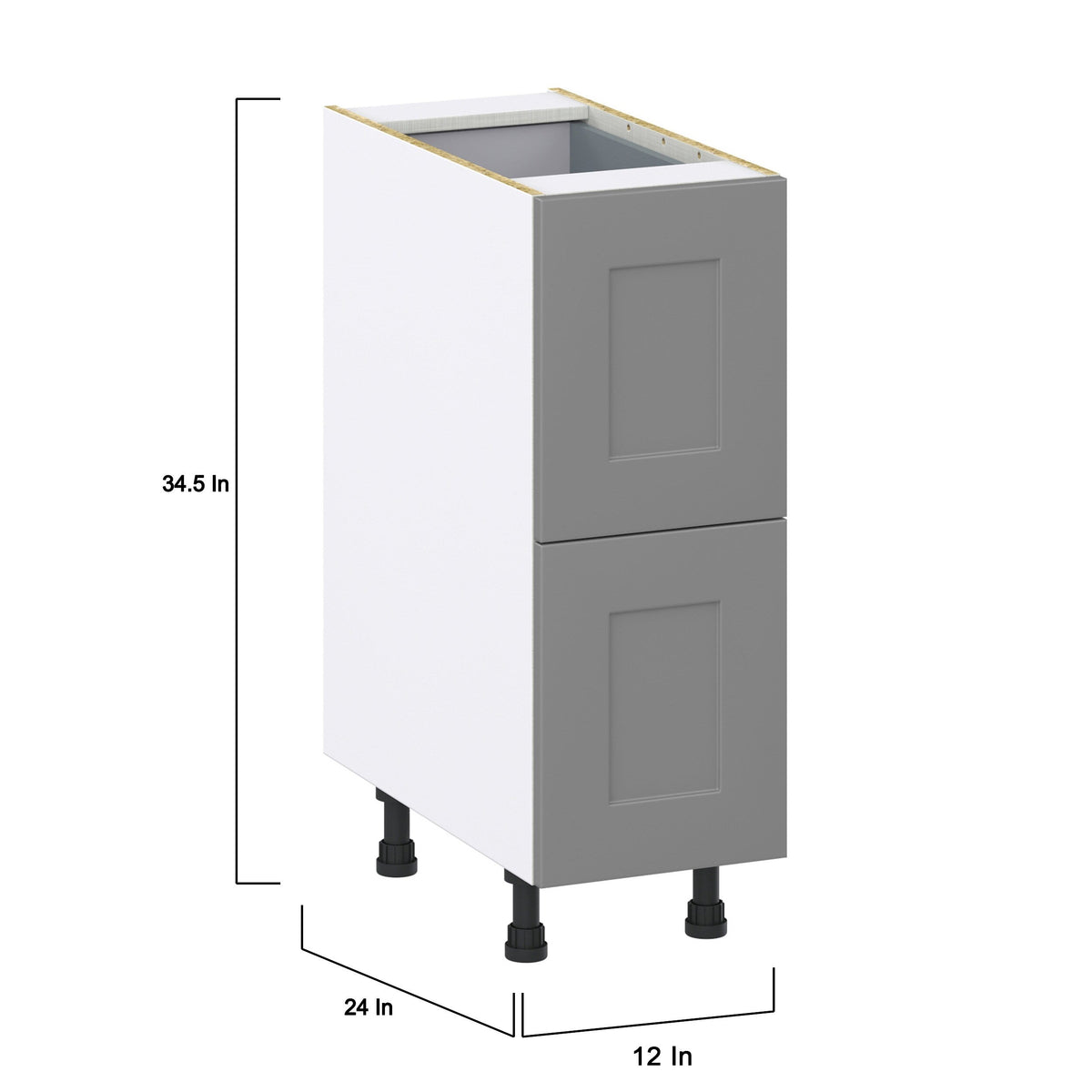 Hugo&Borg Beaumont 12-in W x 34.5-in H x 24-in D Slate Gray 3-Drawer Base Fully Assembled Cabinet (Recessed Panel Style)