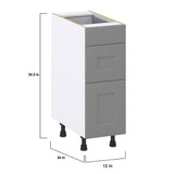 Hugo&Borg Beaumont 12-in W x 34.5-in H x 24-in D Slate Gray 3-Drawer Base Fully Assembled Cabinet (Recessed Panel Style)